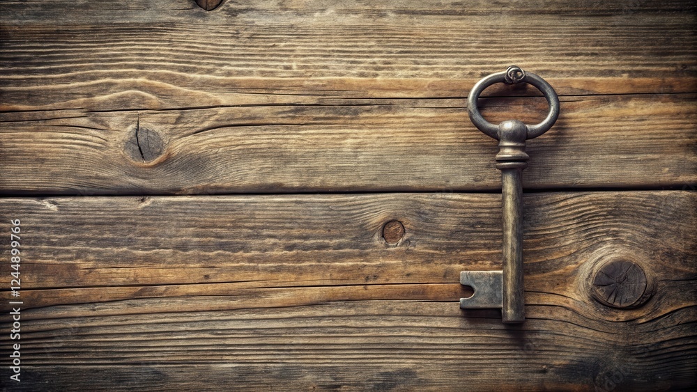 Antique Skeleton Key on Rustic Wooden Surface A Symbol of Mystery and Hidden Potential Antique Skeleton Key on Rustic Wooden Surface A Symbol of Mystery and Hidden Potential