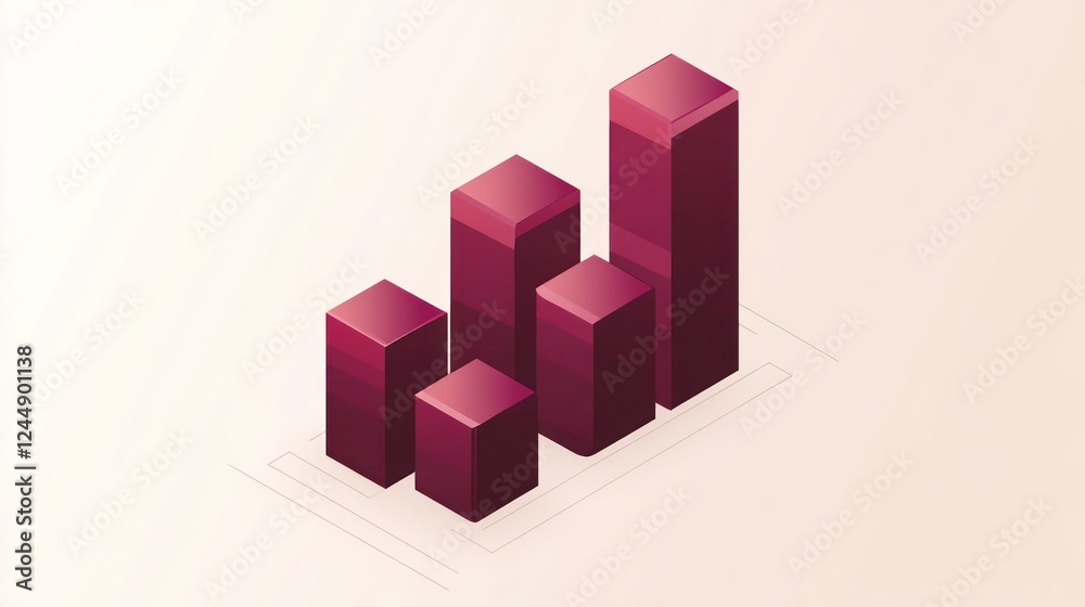 Isometric 3D bar chart showing upward growth trend. Isometric 3D bar chart showing upward growth trend.