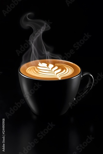 A perfectly crafted espresso set against a dramatic black background.