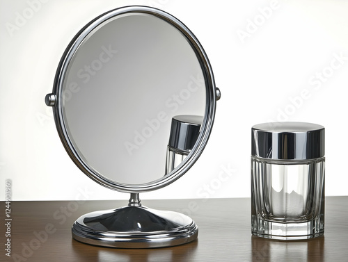 Chrome Oval Mirror and Glas...