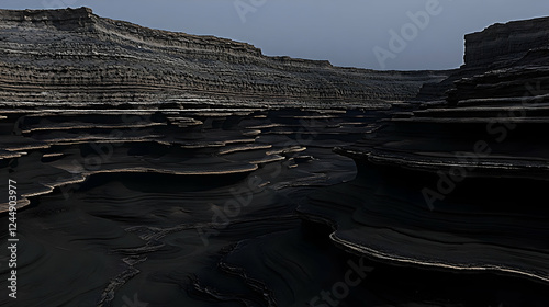 Dark Canyon with Layered Ro...