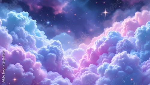 Dreamy Pastel Clouds Night Sky Fantasy Art