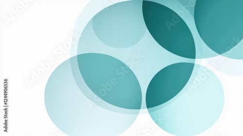 Wallpaper Mural Abstract teal and light blue overlapping circles on white background. Torontodigital.ca