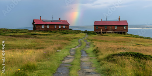 Two Wooden Houses Stand on ...