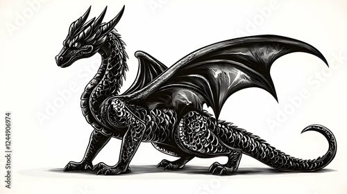 Majestic Black Dragon Illus...