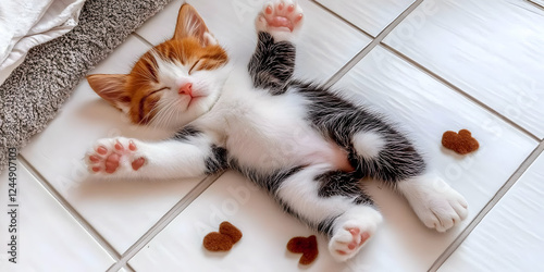 Adorable Kitten Sleeps Peac...