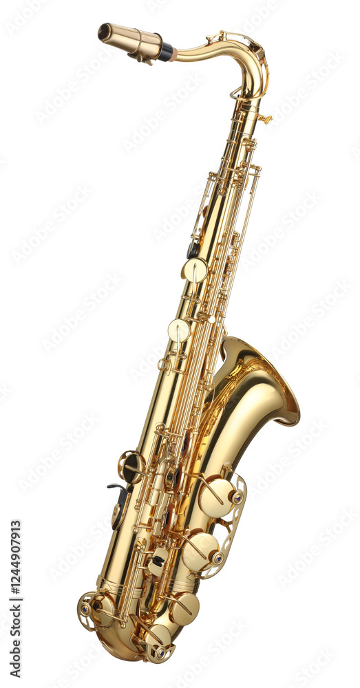 Naklejka premium Jazz. One beautiful saxophone isolated on white