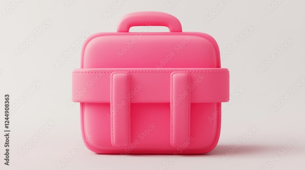 Pink square backpack, 3D render, travel bag, school bag.