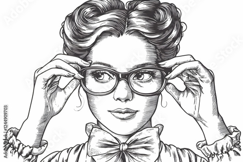 Stylish Woman Adjusts Her G...