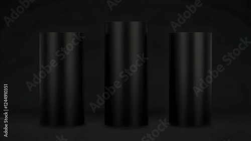 Three Black Cylinders Stand...