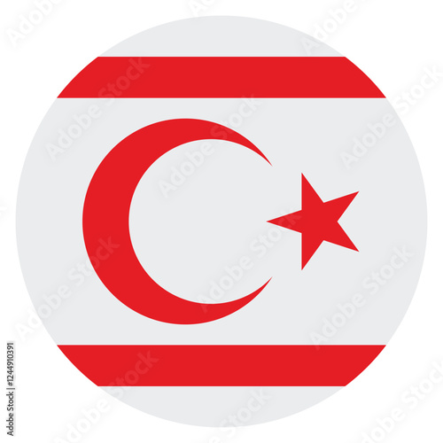 Northern Cyprus flag. Northern Cyprus circle flag logo icon computer vector illustration design