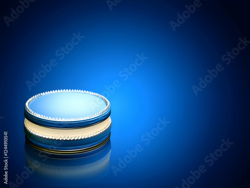 Elegant Blue and Gold Round...
