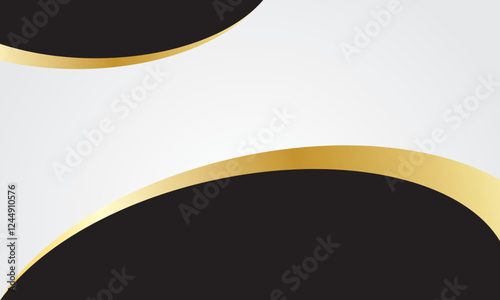 Abstract banner background with black gold luxury curves