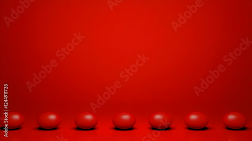 Seven Red Spheres Aligned o...