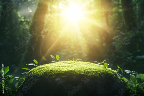 Mossy Rock with Sprouting P...