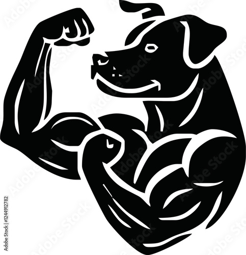 dog with strong body vector silhouette. Suitable for animals, pets logos and tee shirt design. Angry dog illustration silhouette isolated white background.