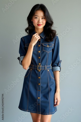 A knee-length denim dress reimagined for today's confident woman.
