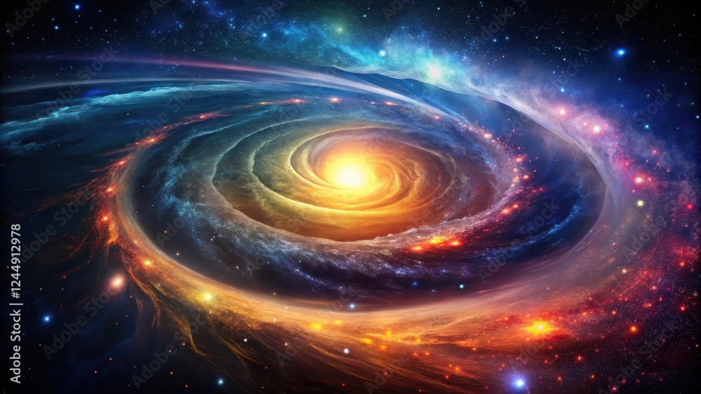 Fototapeta premium Cosmic Spiral Nebula A vibrant swirl of celestial dust and gas, illuminated by a radiant core