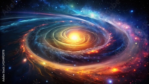 Cosmic Spiral Nebula A vibrant swirl of celestial dust and gas, illuminated by a radiant core