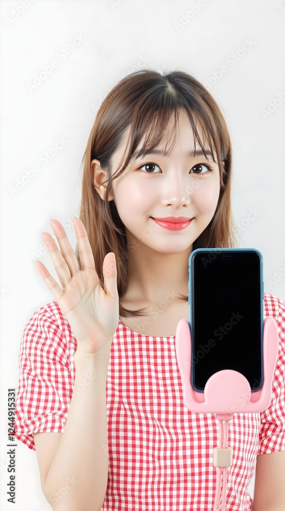 live, woman, smartphone, smart phone, video, idol, japanese, asian, distribution, live streamer, influencer, video call, stand, super chat, tipping, smile, greeting, internet, online, web, side job