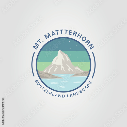 mount matterhorn or switzerland landscape for travel logo vector illustration design