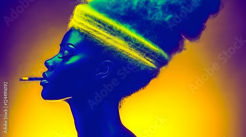 Neon-lit Portrait: Woman Sm...