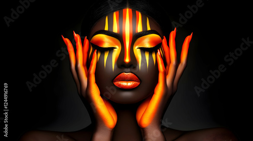 Woman with Vibrant Orange a...