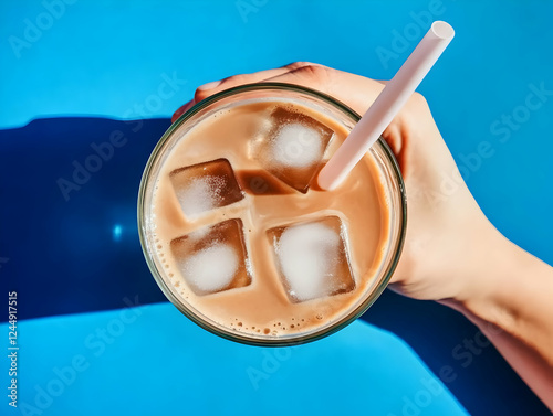Hand Holds Iced Coffee in a...