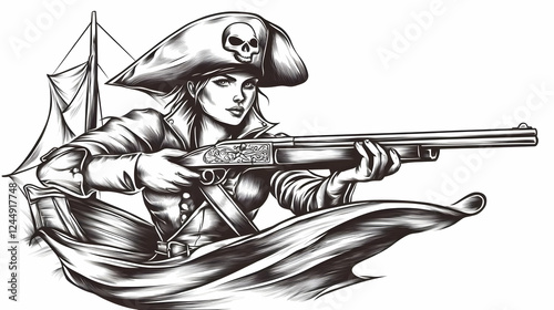 Female Pirate Aims Rifle on...