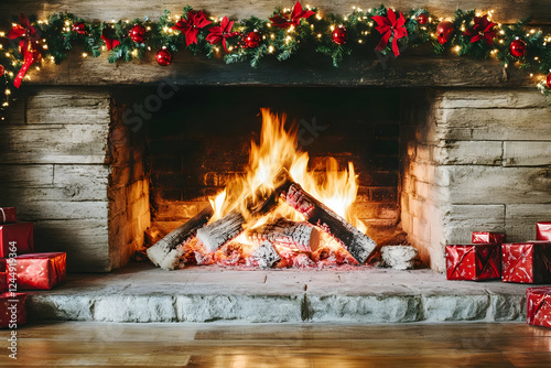 Cozy Fireplace with Burning...