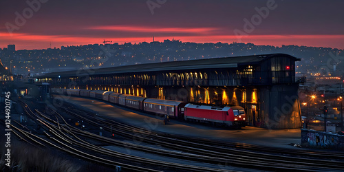 Red and White Train Waits a...