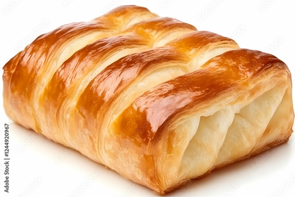 Freshly Baked Puff Pastry with a Golden Brown Crust Isolated on White Background Beautifully. Freshly Baked Puff Pastry with a Golden Brown Crust Isolated on White Background Beautifully.