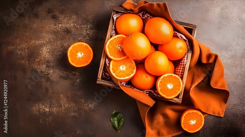 Fresh Oranges in Wooden Cra...