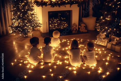 Children Gather Around a Fi...