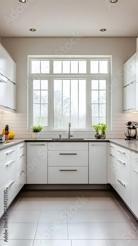 Modern White Kitchen Featur...