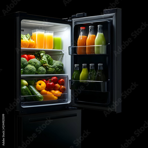 Open Refrigerator Filled wi...