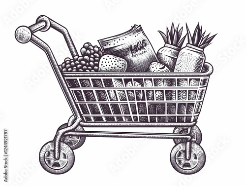 Vintage Shopping Cart Fille...