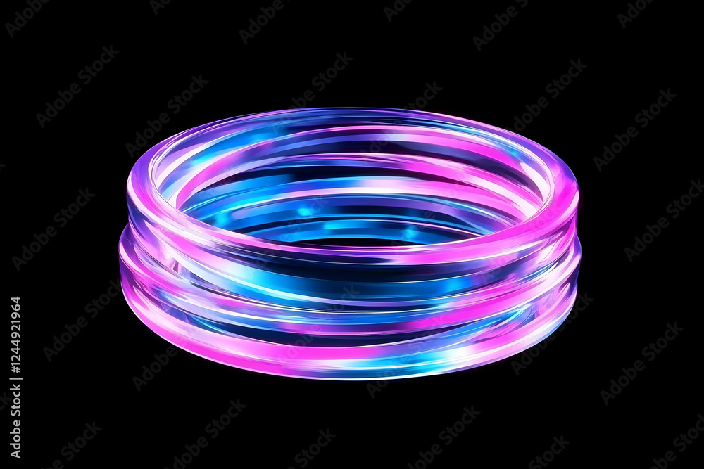 3D Rendered Abstract Neon Rings Glowing with Vibrant Colors on a Black Background 3D Rendered Abstract Neon Rings Glowing with Vibrant Colors on a Black Background