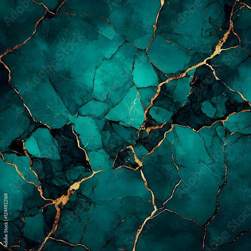 Dark Green and Gold Abstrac...