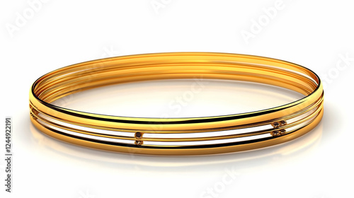 Wallpaper Mural Elegant Gold Bangle Bracelet Shines Brightly on White Background with Subtle Diamond Accents Torontodigital.ca