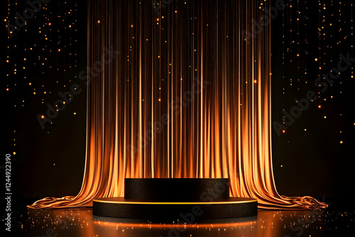 3D Rendered Black Podium wi...