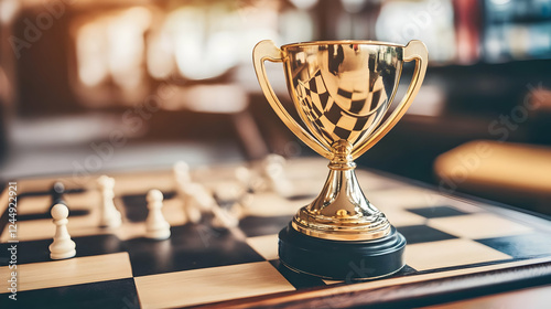 Golden Trophy Stands Triump...