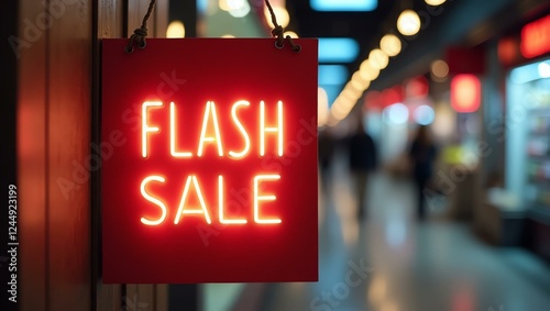 aesthetic sign with the word flash sale on a market background