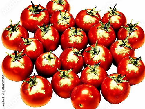 Ripe Red Tomatoes Clustered...