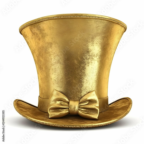 Elegant Gold Top Hat with B...