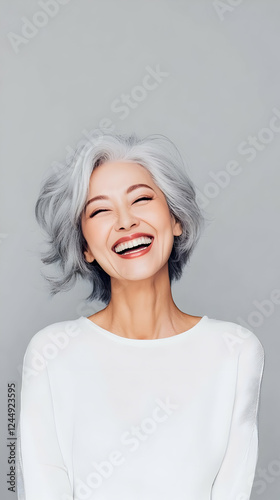 Joyful Mature Woman Laughs ...