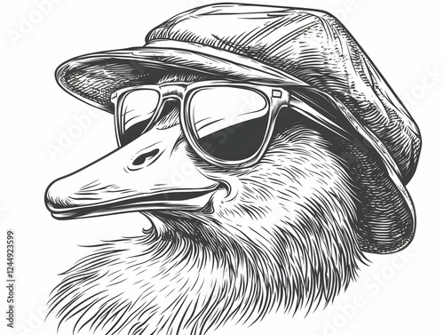 Stylish Duck Wears a Cap an...