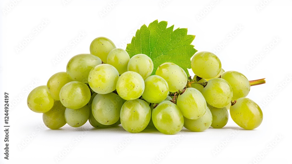 Closeup of a Bunch of Green Grapes on White Background Closeup of a Bunch of Green Grapes on White Background