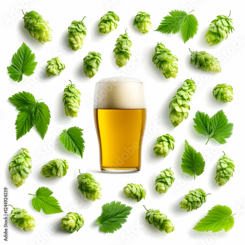 Glass of Fresh Beer with Ho...