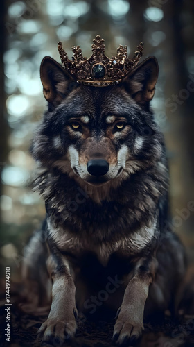 Majestic Wolf King Wears Or...